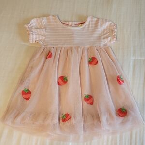 Mini Boden Baby Strawberry Tulle Dress Sz 6-9 Month Pink
